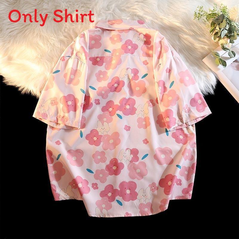 Thai Plant Print Shirt With Short Sleeves And High Elasticity For Casual Summer Wear