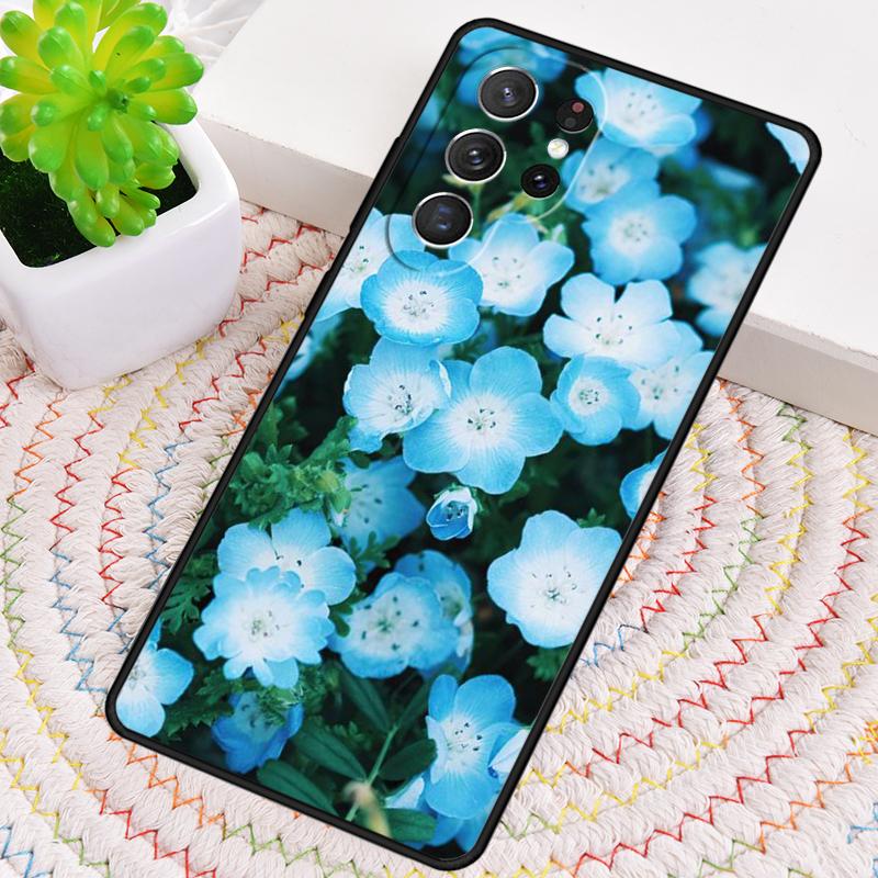 Синий чехол для телефона с цветами для Samsung Galaxy note 10 pro S26 Ultra S23 S24 FE S25 S21 S22 PLUS противоударный