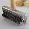 Stainless Steel Pizza Dough Lattice Roller Cutter with Wooden Handle Grid Pattern Maker for Biscuits Cookies Pies Cakes
