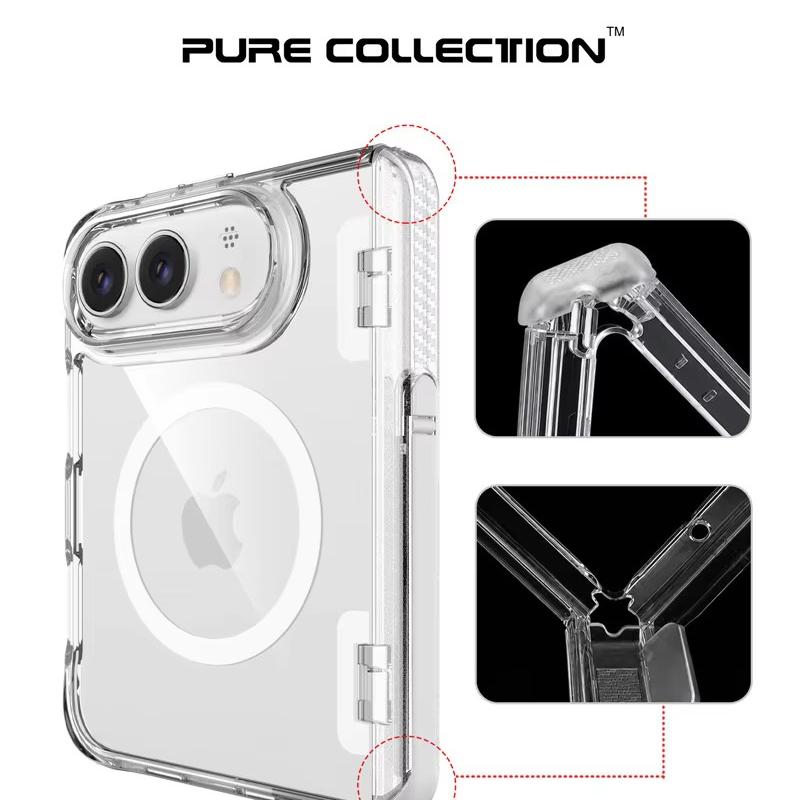 For iphone Duo 5G Case Transparent Magnetic for Magsafe Case for iphoneDuo Bracket Holder Shockproof Hinge Protection Cover