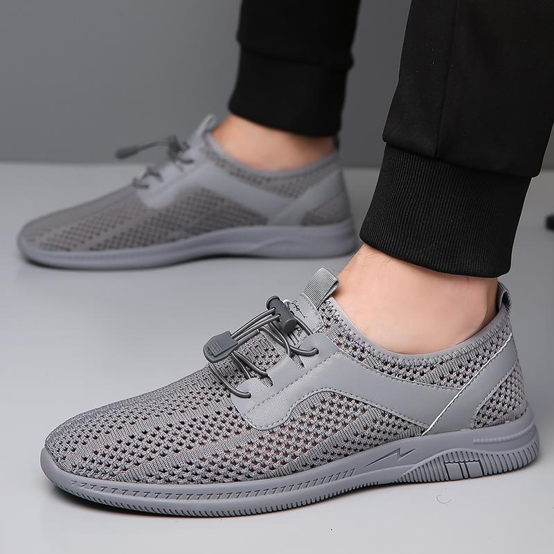 Новые дизайнерские дышащие мужские сетчатые повседневные туфли с массажной подошвой, рабочие туфли для поездок на работу, мужские повседневные туфли для вождения с вырезом