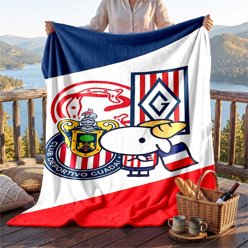 Warm Flannel Blanket Chivas Pattern, Lightweight Comfortable Throw Blanket for Bed Sofa Use