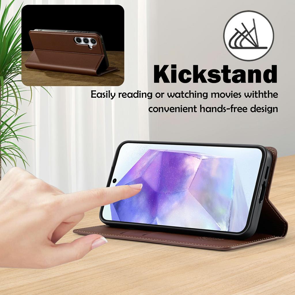 LC.IMEEKE L1 Series for Samsung Galaxy S25 FE Case PU Leather Wallet Stand Protective Phone Cover