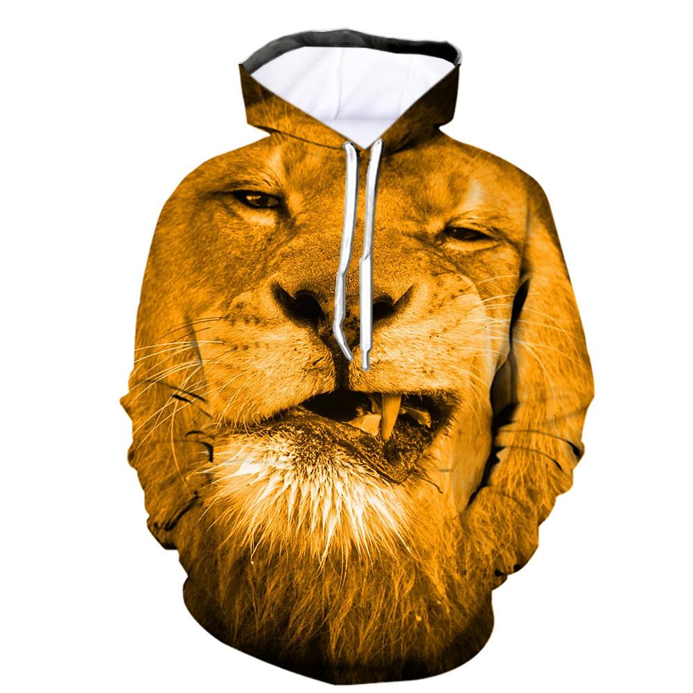 Весенне-осенняя модная мужская толстовка с 3D принтом льва, уличная одежда, одежда для пар, пуловеры с длинными рукавами для бега, повседневный спортивный костюм