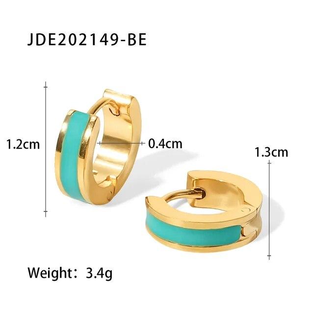 Colorful Enamel Stainless Steel Round Studs Earrings 2023 Stylish Charm Fashion Jewelry Women