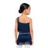 Girls Tassel Latin Dance Dress Asymmetrical Fringe Shiny Rhinestones Cutout Stage Performance Costume