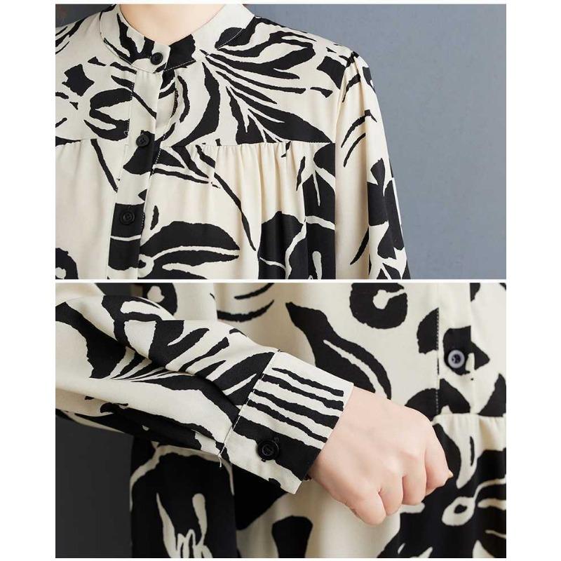 2025 Большой размер Круглый вырез Длинный рукав Свободные большие качели Платья для мам среднего и пожилого возраста