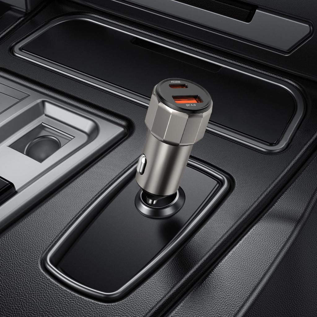 Автомобильное зарядное устройство для телефона, двухпортовое, USB Type-C PD 30 Вт, QC3.0, автомобильный зарядник, аксессуары для интерьера автомобиля, зарядное устройство из цинкового сплава, универсальное