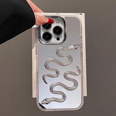 Зеркальный серебристый чехол для телефона со змеей для iPhone 16 Promax, женская версия для Apple 15, персонализированный 14 Pro, премиальный Ins