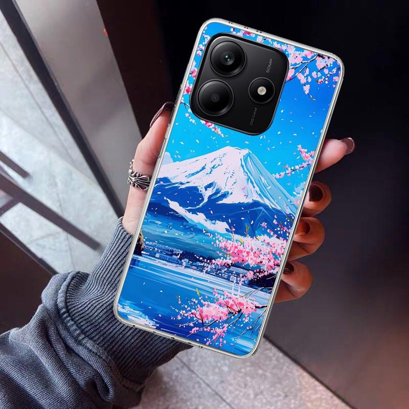 Японская вишня Гора Фудзи Чехол для телефона Для Xiaomi Redmi Note 10 11 12 13 14 15 Pro Plus 11S 12S 14S 11T 11E 10S Мягкий ТПУ Задняя крышка