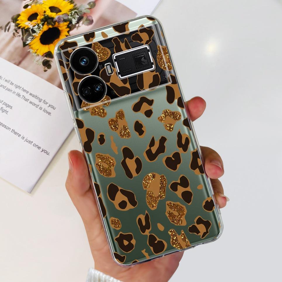 For Realme GT5 Case Clear Silicone Soft TPU Cover For OPPO Realme GT 5 RealmeGT5 Cases Flower Marble Jelly Bumper Coques