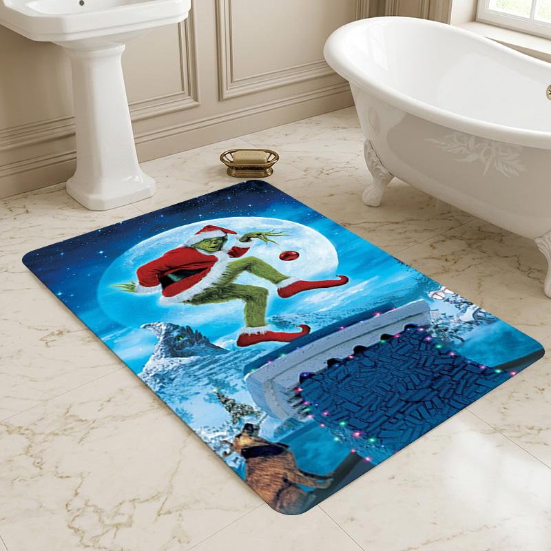 Grinch Christmas Living Room Non-Slip Area Rug Soft Carpet for Bedroom Game Playroom Sofa Office Home Decor Doormat Christmas Gift C9211439