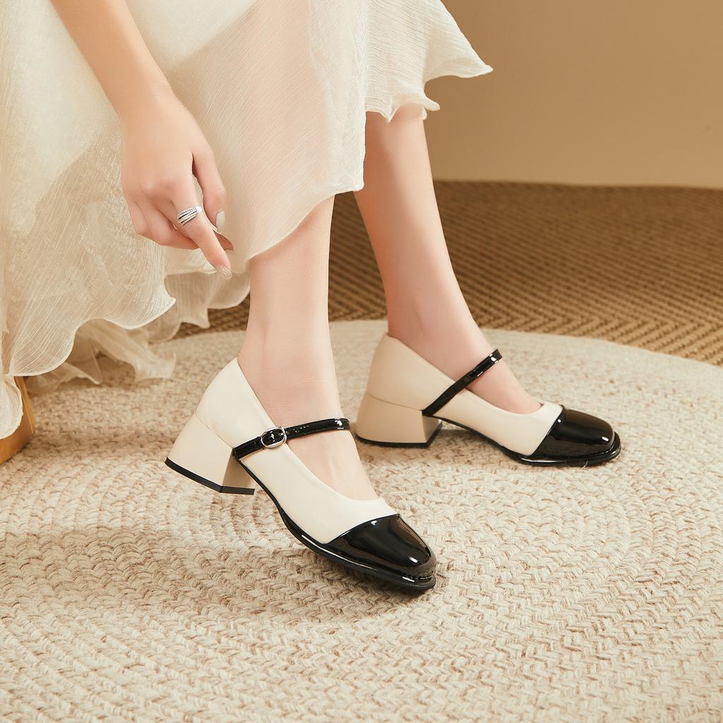 Туфли для женщин 2024 года, симпатичная женская летняя обувь Мэри Джейн, обычная кожа, повседневная, японский стиль, Лолита, готика, кавайи, квадратный носок