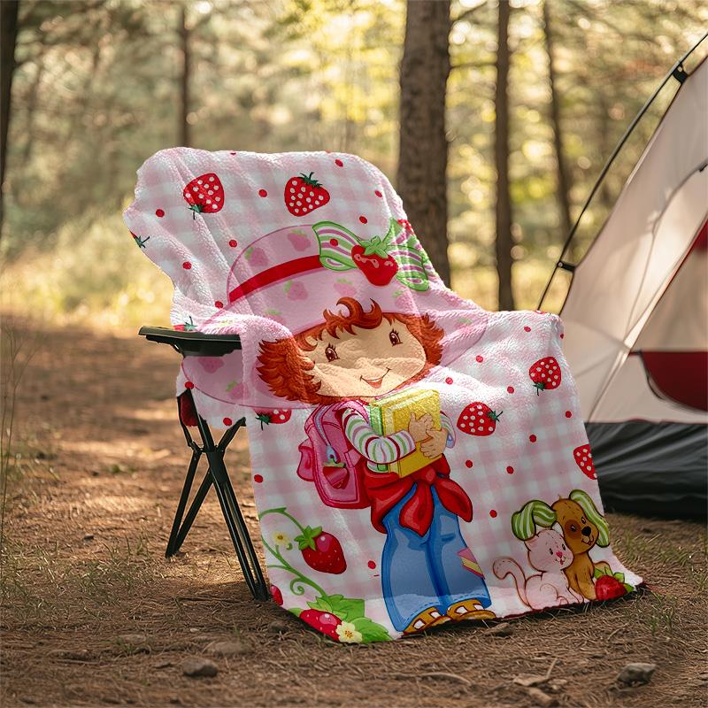 1pc Princess Strawberry1 Theme Blanket - Digital Print, Polyester, Cozy for All Seasons, Perfect for Outdoor, and Travel