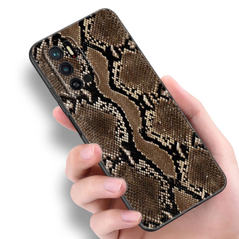 Fashion Snake Skin Black Silicone Phone Case For Xiaomi Redmi Note 10 11 11S 12 13 4G 8 9 11T Pro 5G Plus 8T 9S 10S 12S