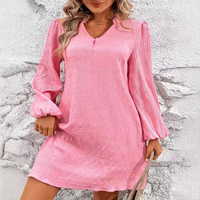 Women's INS Temperament V-neck Bubble Dress for Girls