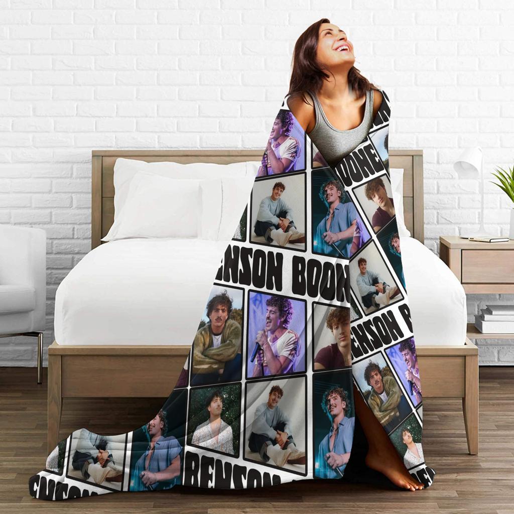 Benson Boone Tour Blankets Flannel Novelty Warm Throw Blanket for Bed Sofa Textile Decor