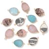 2pcs 2 Hole Natural Stone Pendants Gold Plated Water Drop Connector Accessories for Jewelry Making Diy Necklace Earring 20*35MM
