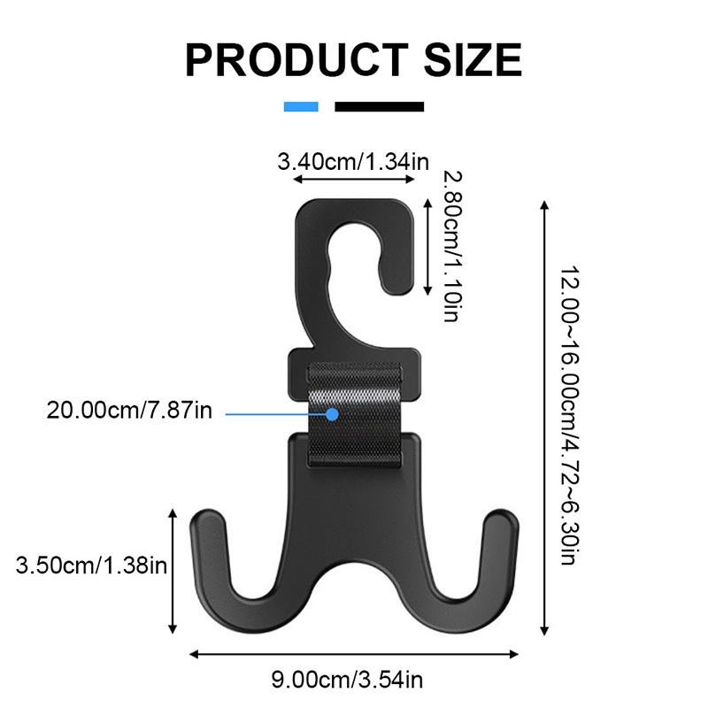 SEAMETAL Крючок-вешалка для автомобильного сиденья, крючок-держатель на подголовник заднего сиденья, многофункциональный двойной крючок, органайзер для автомобиля, универсальный для автомобиля, мотоцикла