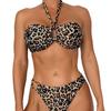 2024 Leopard Print Lace-Up Strapless Two-Way Sexy Bikini Swimwear