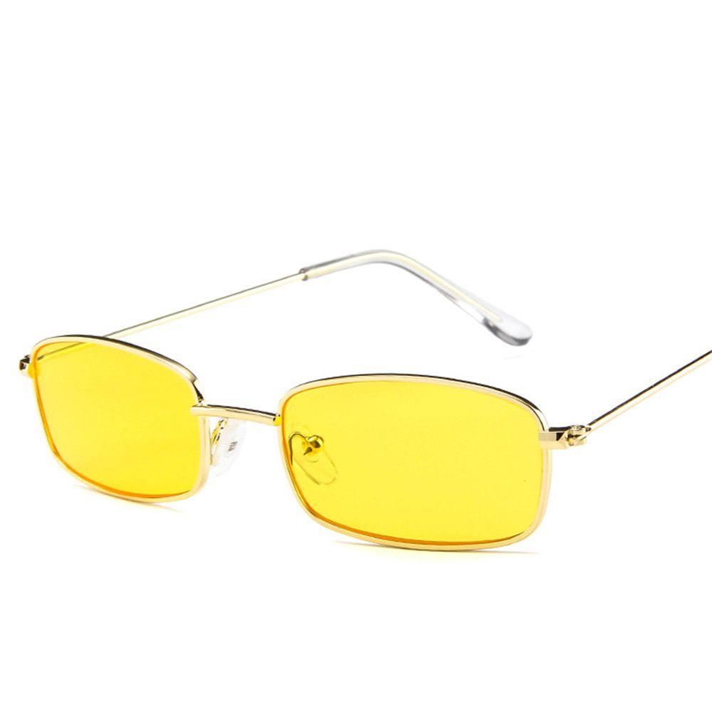Fashion UV400 Steampunk Small Retro Shades Sun Glasses Metal Frame Rectangle Sunglasses