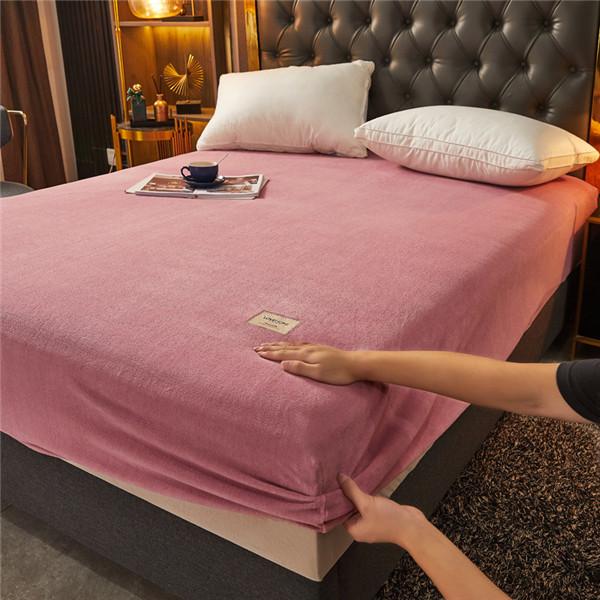 Warm Flannel Fitted Sheet with Elastic Band for Single/Double Bed Super Soft Warm Fitted Protector Cover Skin-friendly Mattress Cover