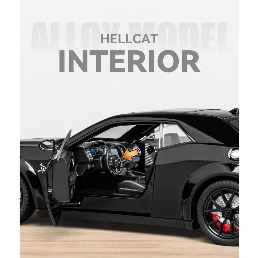 1/24 Dodge Challenger Hellcat Redeye SRT Alloy Sports Car Model Scale Car Diecast Metal Vehicle Sound and Light Childrens Toy Gifts