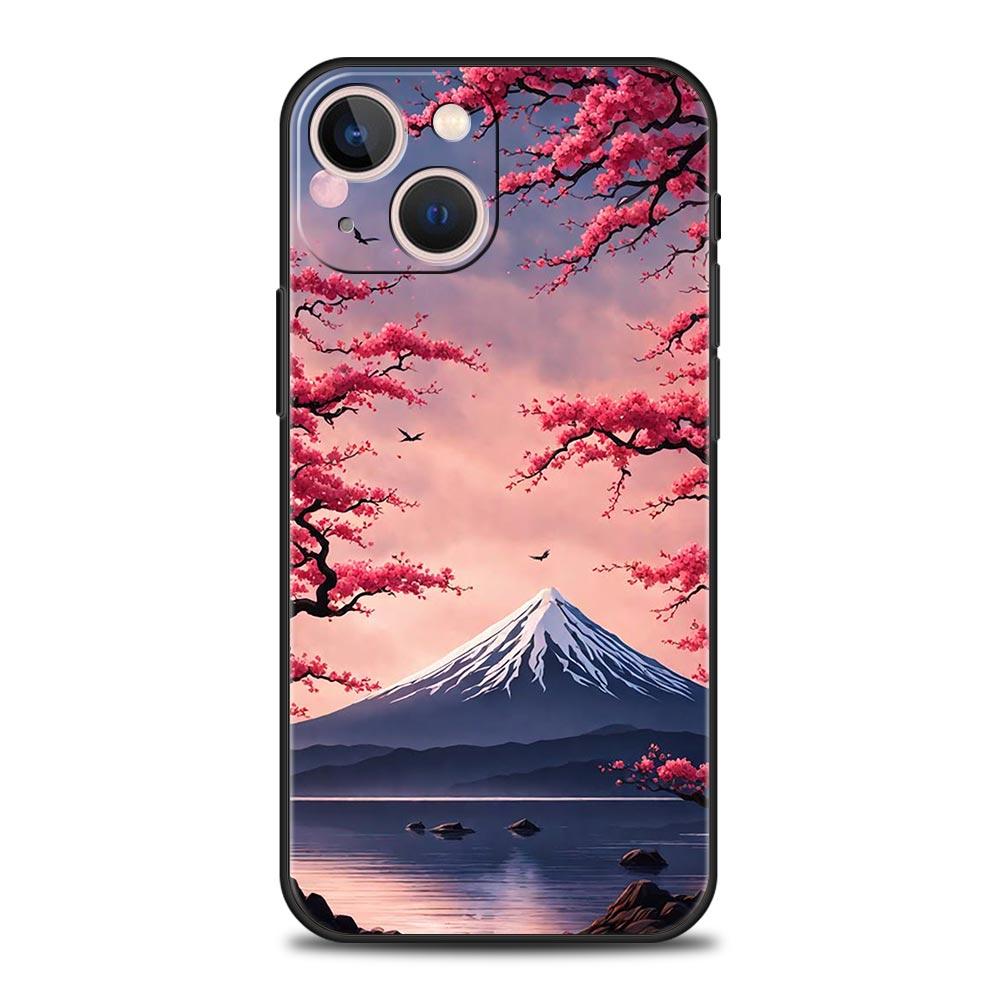 Япония Гора Фудзи Картина Цветение сакуры Чехол для телефона Для iPhone 17 16 15 Pro Max 11 12 13 14 7 8 Plus SE 2020 X XR XS Чехол Мягкий