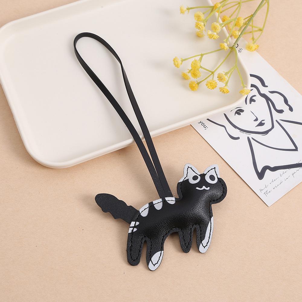 Креативный кулон в виде котенка, милый, забавный, котенок-корова, брелок для сумки, кожаный кулон, котенок-сосед, полиуретановый кулон