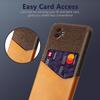 For Samsung Galaxy XCover7 Pro Case PU Leather Cloth Texture Hard PC Phone Cover with Card Holder
