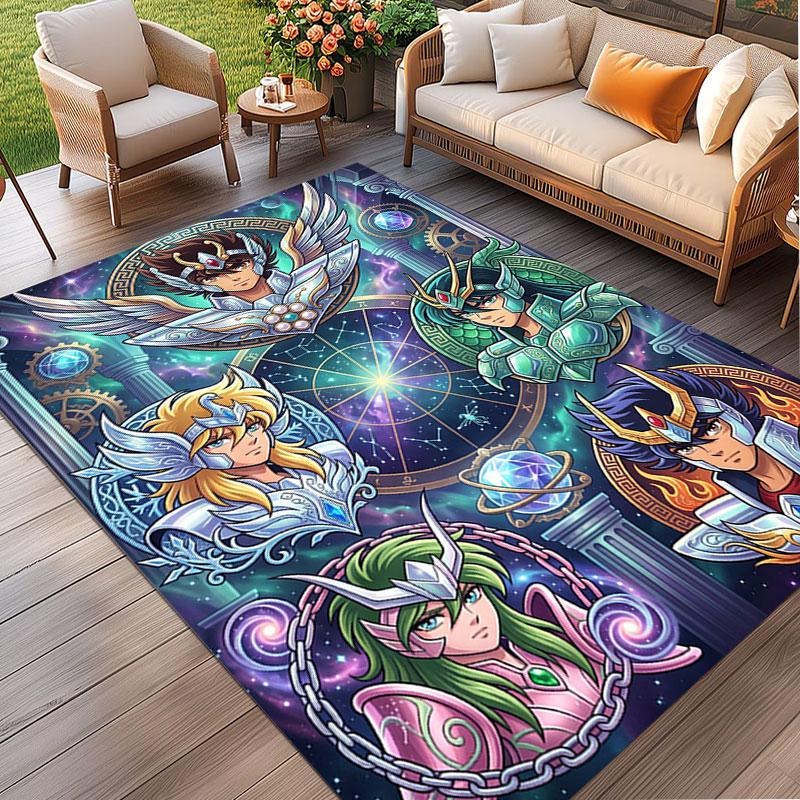 Saint Seiya Print Rug, Washable Floor Carpet, For Entryway Dorm Laundry Room Office Study, Home Decor Birthday Christmas Gift