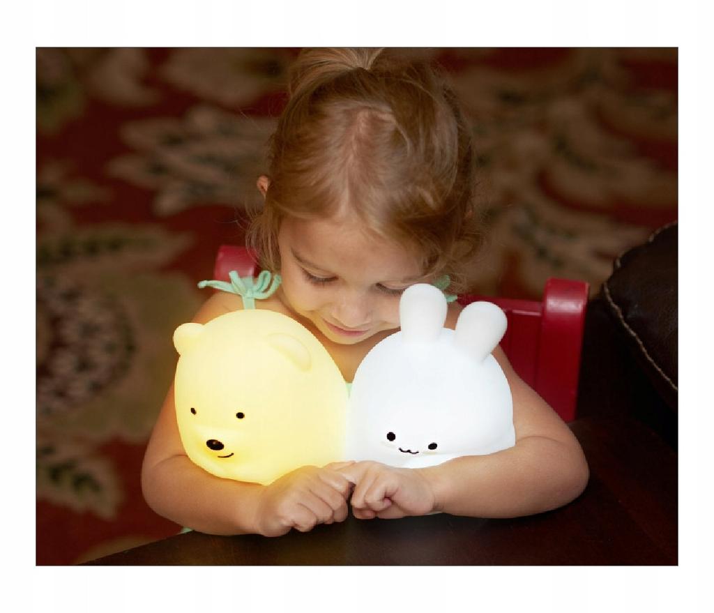 Silikonowa Lampka Nocna Królik Dla Dzieci Led Usb + Pilot