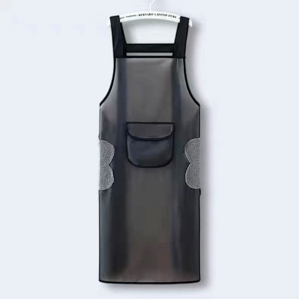 ПВХ кухонный фартук прозрачный черный уборочный фартук модный рабочий фартук