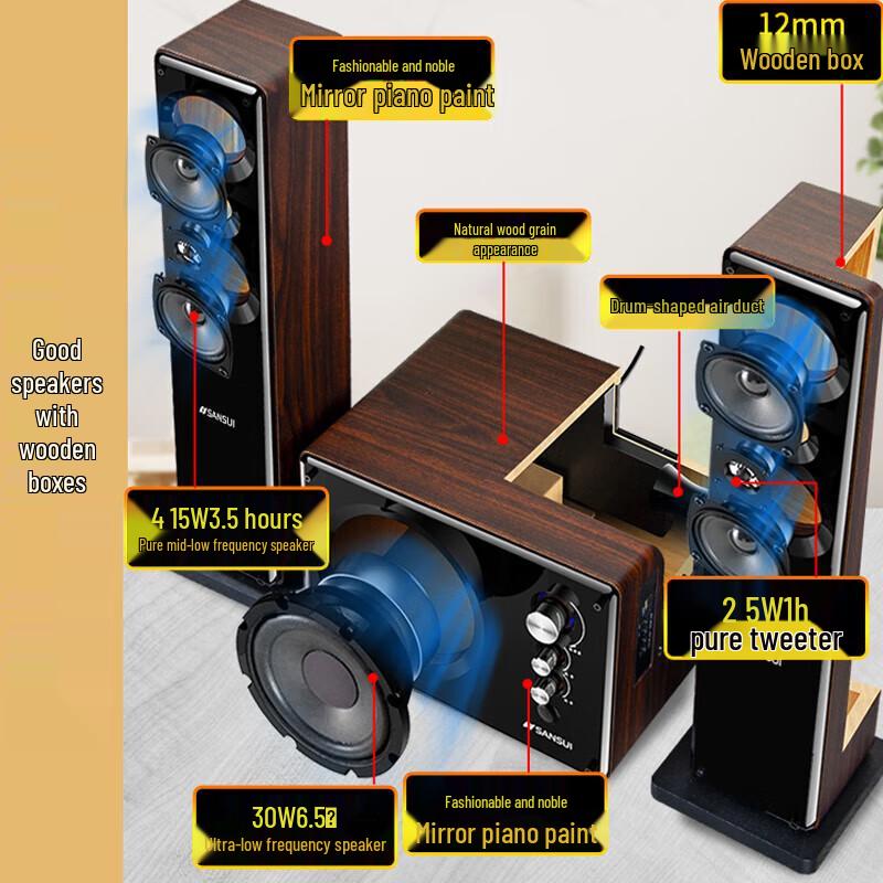 Shanshui 80B Домашняя караоке-система и система объемного звука с беспроводными микрофонами