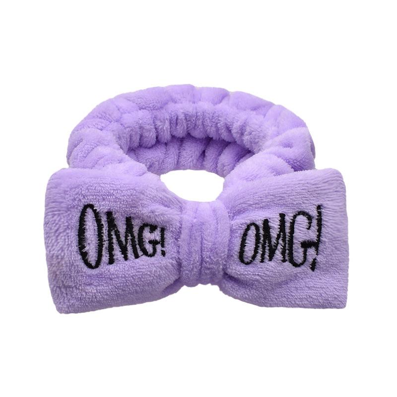 Custom Logo SPA Bowknot Hair Lace Sports Headband Adjustable Elastic OMG Hair Band for Women and Girls Yoga Shower Wash