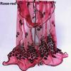 Women Fashion Peacock Flower Embroidered Lace Scarf Long Soft Wrap Shawl Stole