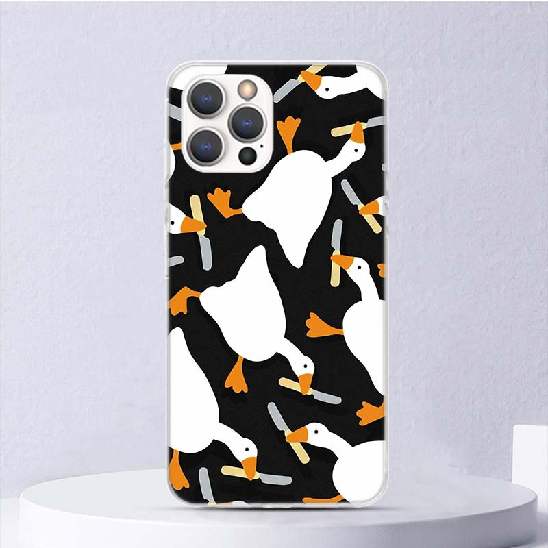 Мультяшная Утка Гусь Игра Мягкий Чехол Для iPhone 16 17 Air 16E 15 Plus 11 12 13 Mini 14 Pro Max Чехол для Телефона Apple 7 8 SE Coque Funda