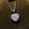 Luxury Female White Crystal Love Heart Pendant Necklace For Women Trendy Silver Color Wedding Chain Necklace Jewelry Gift