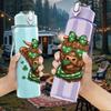 1PC St Patrick Highland Cow Art 750ml Color Plastic Sports Water Bottle Leakproof Flip Straw Lid Suitable for Sports Office Home Use
