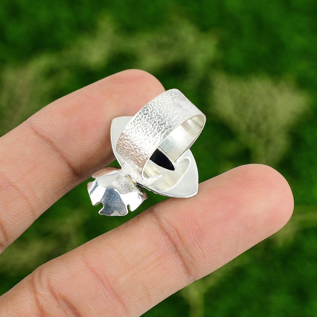 Natural Lapis Lazuli Multi Stone Flower Ring Size 7 925 Silver For Girls