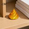 Spiral Layer Design 3D Printed Golden Poop Rotating Figurine, Luck Fortune Desk Decor, Funny Car Easy Clean Ornament Accessory with Turnable
