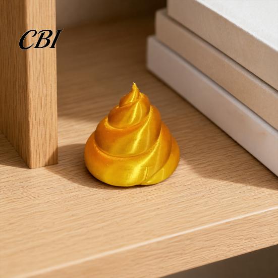 Spiral Layer Design 3D Printed Golden Poop Rotating Figurine, Luck Fortune Desk Decor, Funny Car Easy Clean Ornament Accessory with Turnable