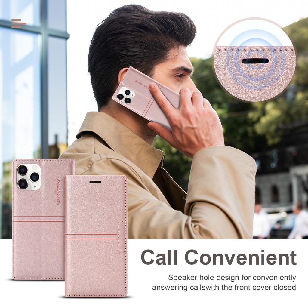iPhone14 Solid Color Flip Card Holder Leather Case: Dreamy Magnetic Phone Cover for Apple 13.