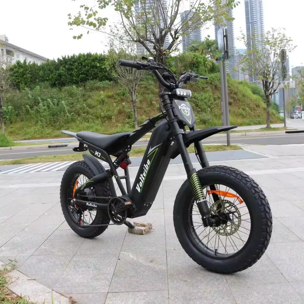 2026 New M2 2000W Peak 5000W Electric Bicycle 60V 25Ah Battery Top Speed 75KM/H Full Suspension System Aluminum Alloy Frame