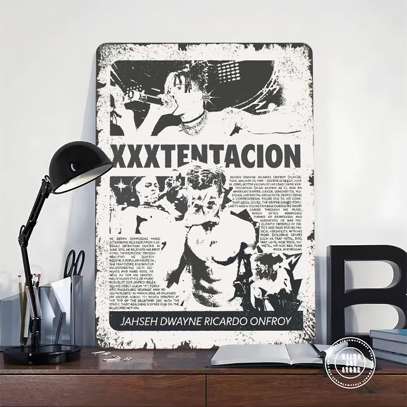 Музыкальный плакат XXXTentacion Индивидуальное настенное искусство Винтажные металлические вывески Ретро жестяная табличка для мужской комнаты Игровой комнаты Декор для дома