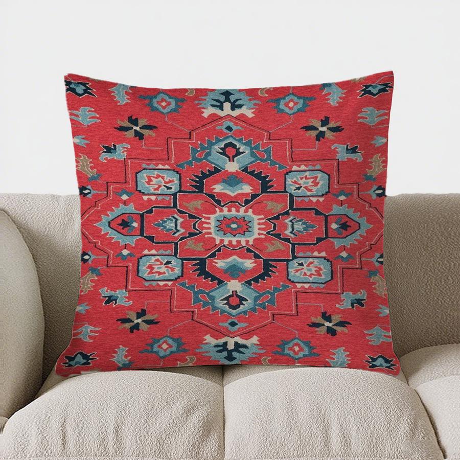 Home Decor Vibrant Red Flower-Patterned Cushion Pattern Cushion Cover Suitable for Sofa Bedroom Car Pillow Cover