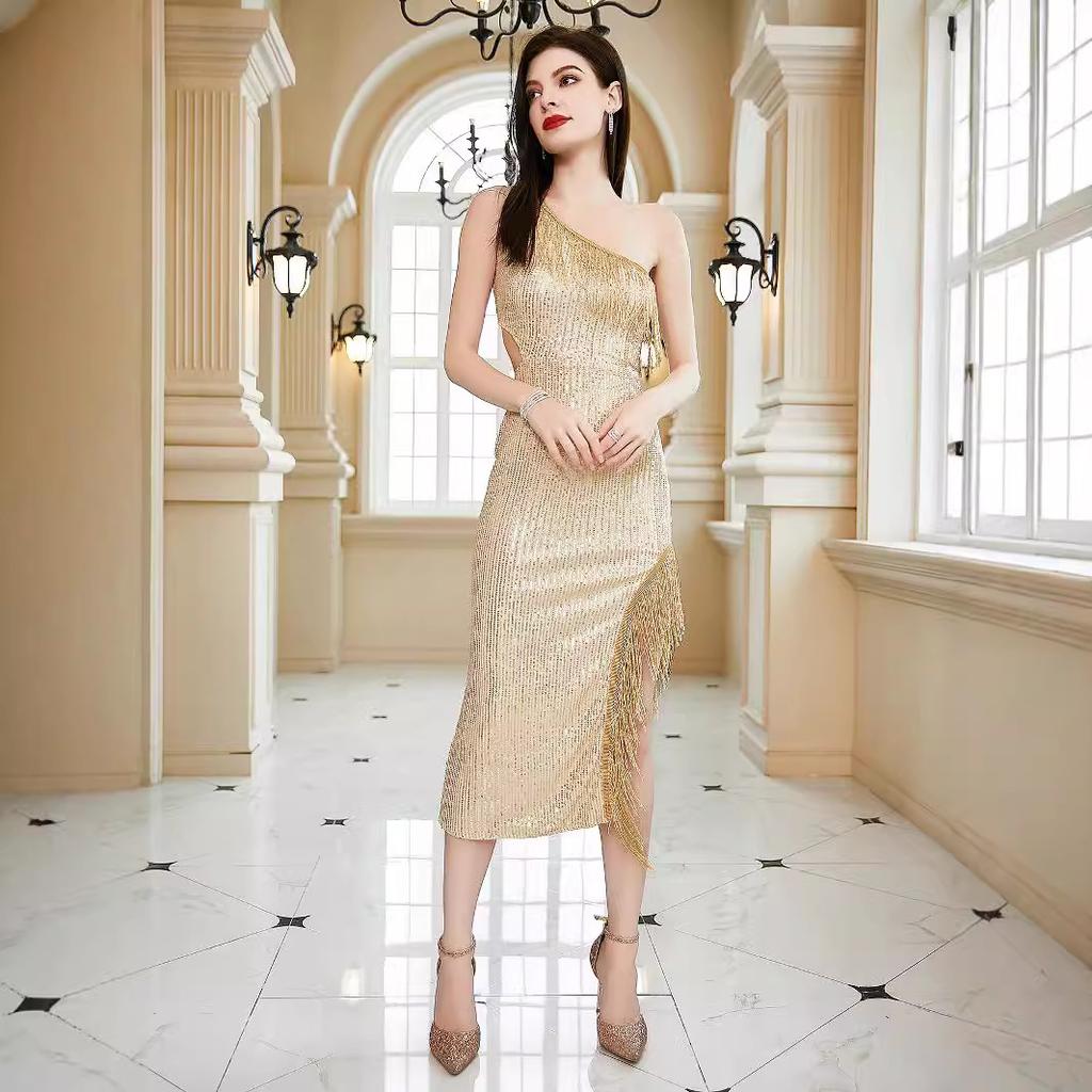 Новое женское платье без рукавов с косыми плечами, облегающее, с запахом на бедрах, средней и длинной длины