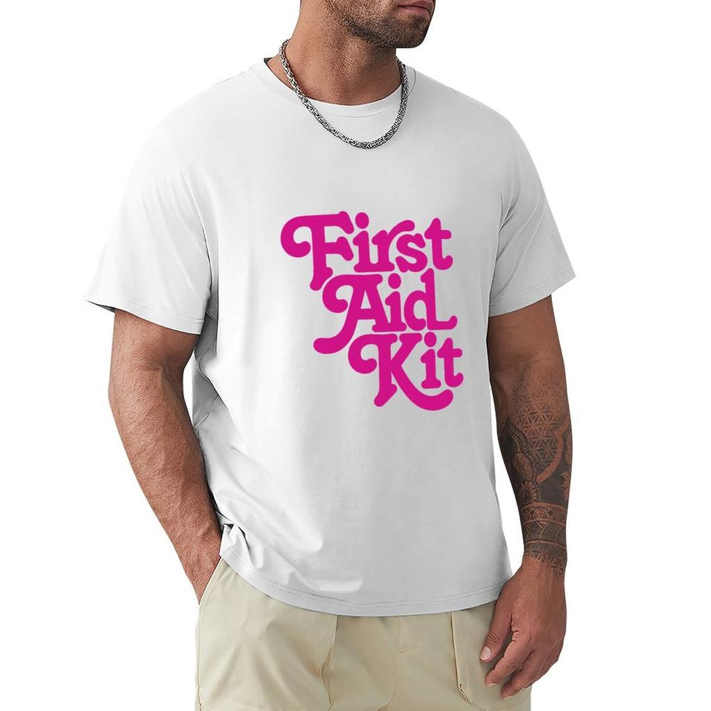 First Aid Kit Band Pink Tshirt All Match Print Short Sleeve Top