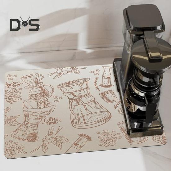 Коврик для кофеварки, впитывающий коврик для сушки посуды, долговечный многоцелевой нескользящий настольный коврик для домашней кухонной стойки