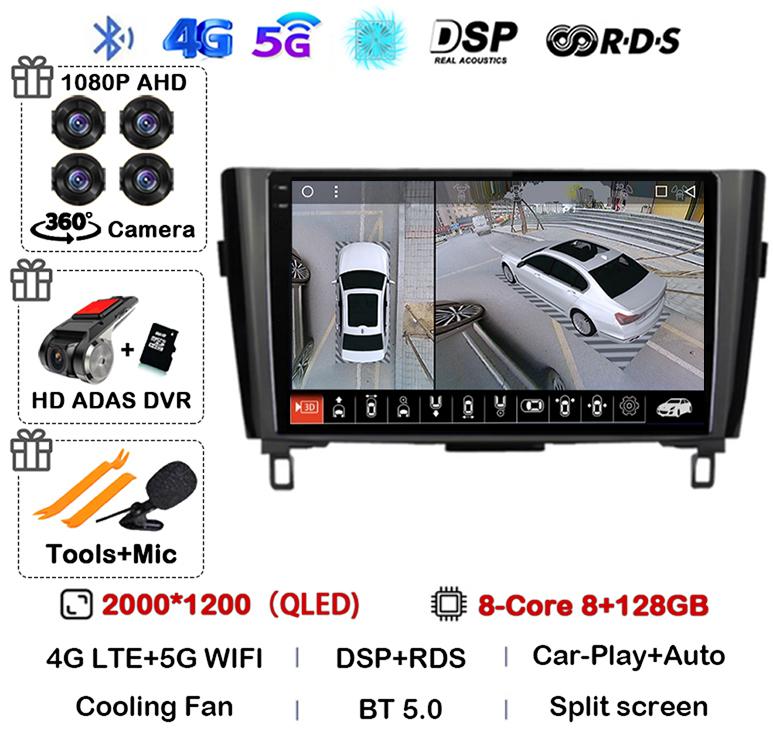 Android 14 Carplay Auto Для Nissan X-Trail xtrail X - Trail 3 T32 Qashqai J11 2013-2022 Автомагнитола Мультимедийный плеер GPS Стерео